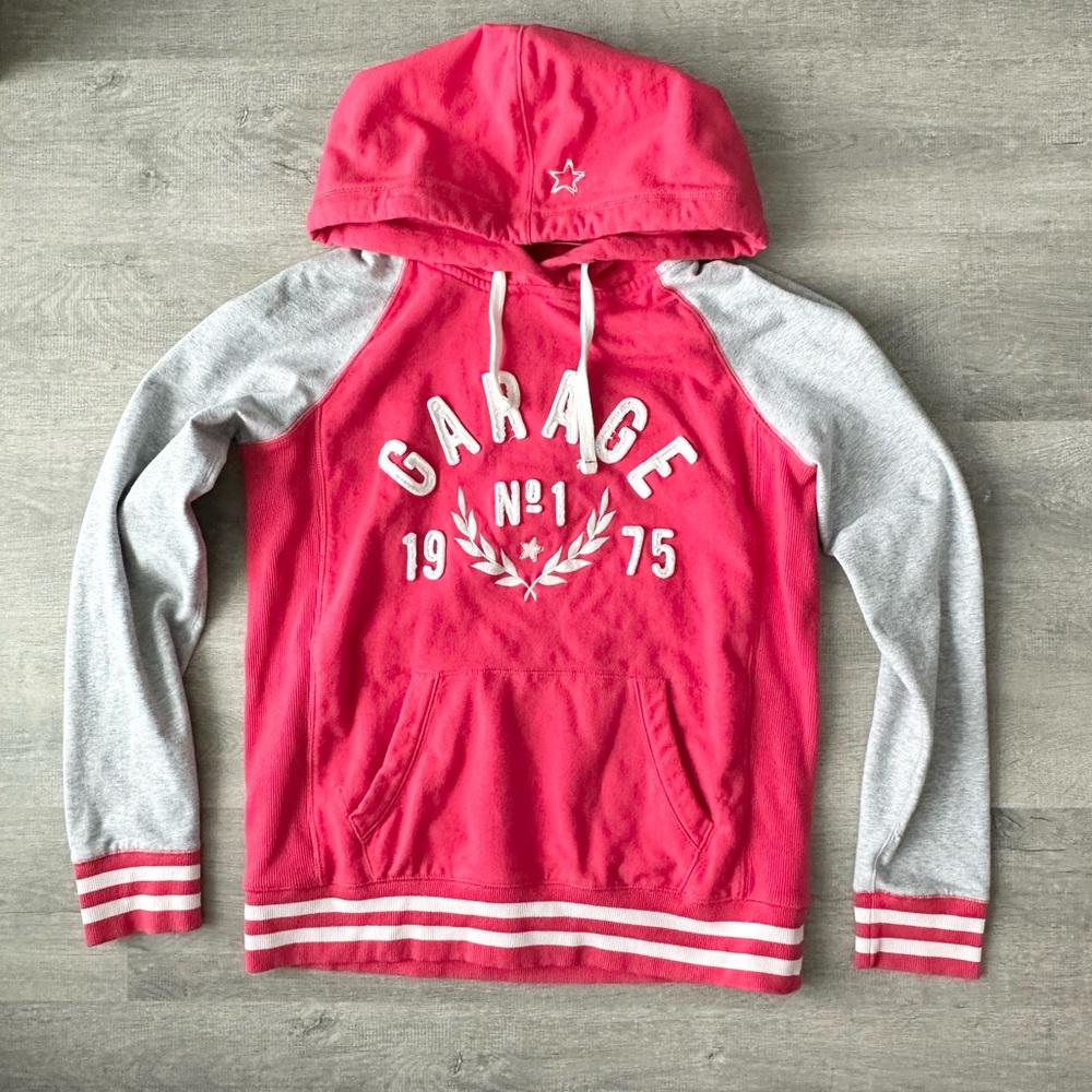 Garage Y2K pink and grey hoodie